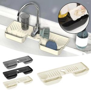 Cuisine Storage Ménage en silicone Évier de drain Rack Rassette Fauce absorbant PAD MAT Splash Countertop Guard Drainage Séchage J0F9