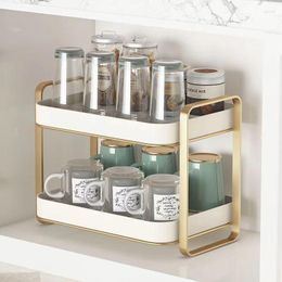 Keukenopslag Huishoudelijk Water Cup Rack Desktop Dubbele laag Tea Coffee Drain Tray Cabinet