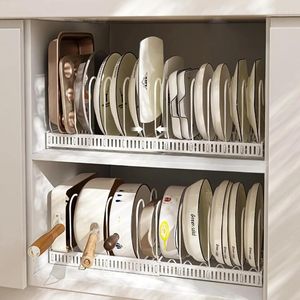 Rangement de cuisine à l'intérieur de l'armoire, support évolutif, support de casserole de grande capacité, plaques à boucle multi-cellules, support épais en acier au carbone