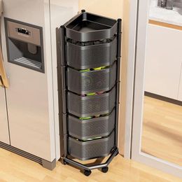 Installation de stockage de cuisine Rack gratuit rotation multicouche Fruit Vegetable Plancher multifonctionnel