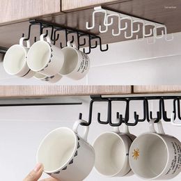 Keukenopslag Iron 6 haken plank garderobe kast metaal onder planken mug cup hanger badkamer organisator hangende rekhouder