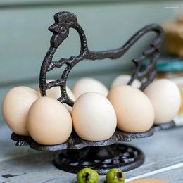 Almacenamiento de cocina de hierro fundido, adornos Retro, soporte para huevos, decoración de encimera, organización de comedor, estante de exhibición para almacenamiento de huevos