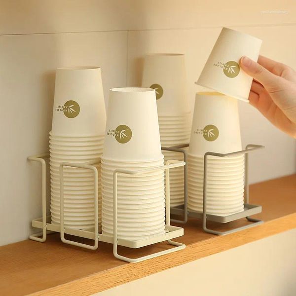 Support de verre en papier Simple japonais, rangement de cuisine, étagère en fer jetable, ménage bureau avec café et thé