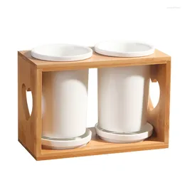 Rangement de cuisine ustensiles de cuisine porte-baguettes blanc pur Double Tube Drain bambou