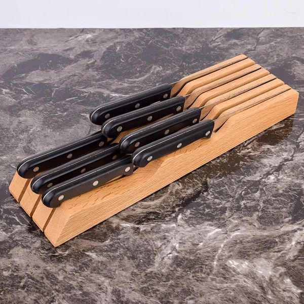 Couteau de rangement de rangement porte-couteau hêtre coupéurs de bois de tiroir à tiroir ustensile Rack Universal Organizer Tool Stand pour les couteaux étagère