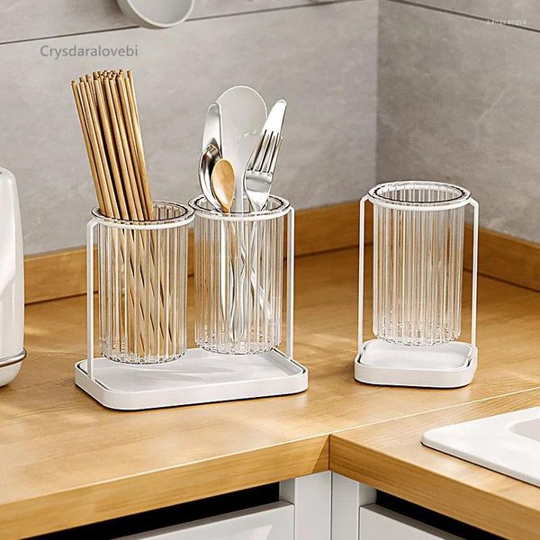 Cuisine rangement lumière luxe simple Tube Double baguettes étagère égouttable baguettes Cage boîte ménage