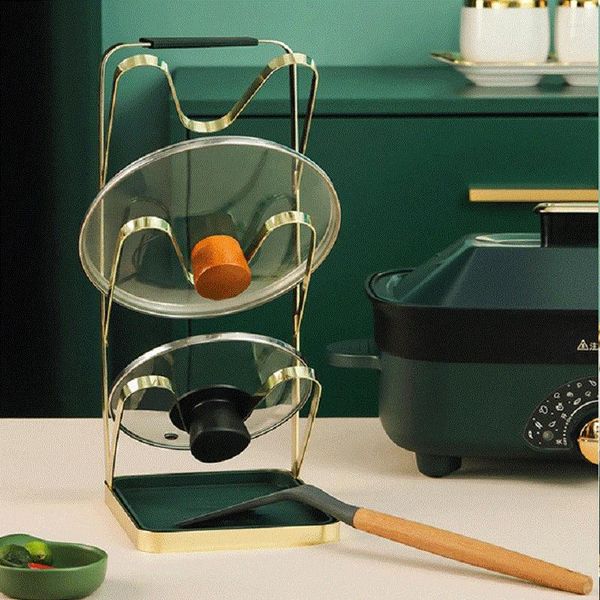 Support de couvercle de Pot de Style de luxe, lumière de rangement de cuisine multicouche multifonction cuillère fourchette étagère accessoires de table