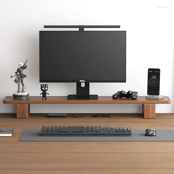 Rangement de cuisine Tables basses affichage étagère surélevée bureau d'ordinateur support d'écran en bois massif support de bureau