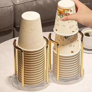 Keukenopslag Luxe Disposable Cup Holder Water Tea Cups Dispenser Rack Plank Mok Display Stand Paper Home Organizer