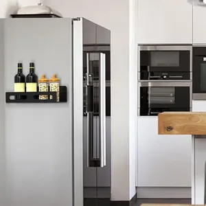 Rackage à épices magnétique de rangement de cuisine pour réfrigérateur Réfrigérateur étagère Moup de montant Organisateur de sauvegarde avec 2 crochets