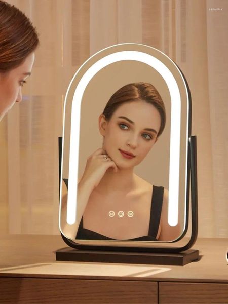 Couche de rangement de rangement miroir à table LED avec une coiffeuse de recharge légère dortoir pour filles chambre avancée