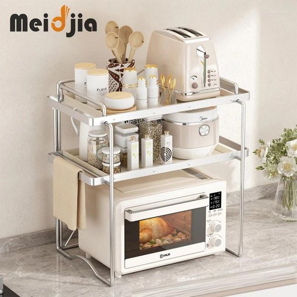 MEIDJIA – rangement de cuisine, support de four à micro-ondes, étagère de comptoir, support d'assaisonnement, organisateur d'assiettes à manger, accessoire