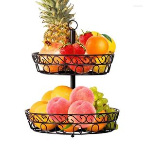 Panier de fruits en métal de rangement de cuisine à 360 degrés Rotation à deux niveaux amovible 5 kg Bowl de chargement pour les condiments Spices réutilisables