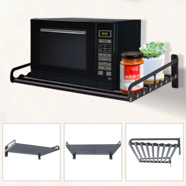 Cuisine Storage Micro-ondes Points de cuisinière Murro-ondes Bracket en support mural noir