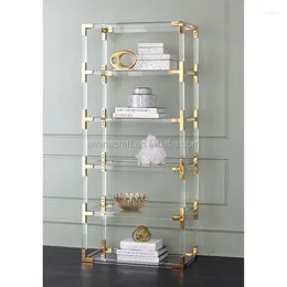 Keukenopslag Modern helder acryl thuiskantoor boekenkast met 5 planken en gouden accent