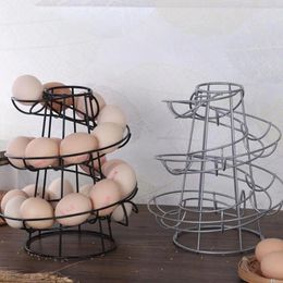 Stockage de cuisine moderne pour comptoir métallique Fil Oeuf sûr Spiral Forme Afficher Holder Distribution Rack Présence d'organisateurs