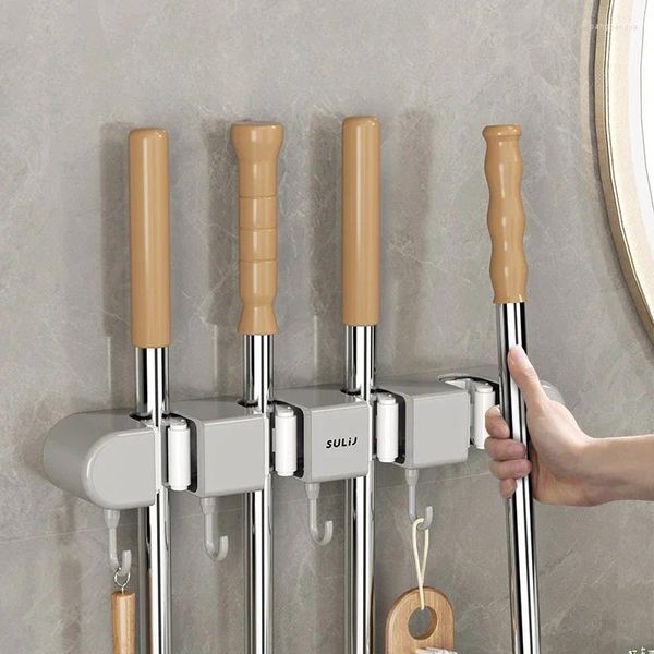 Cocina Mop Mopo de la pared Organizador de escobas Key Hooks Key Stallings Stallings Carabiner Accesorios de baño de pared