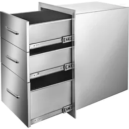 Cuisine Storage Mophorn 18x23 pouces Extérieur en acier inoxydable Triple accès BBQ DESSOIRS AVEC CHROME Handle 18 x23 x 23