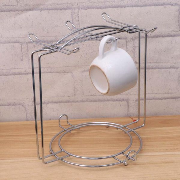 Soporte para tazas de almacenamiento de cocina, soporte para tazas de café, organizador de árbol, exhibición de encimera, colgador de té, placa de Metal, juego de secado de acero inoxidable