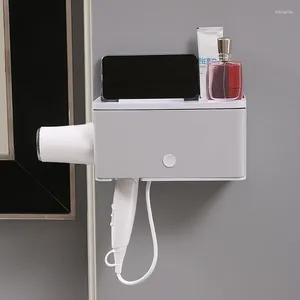 Almacenamiento de cocina estante multifunción secador de cabello para el secador de plástico estantes de pared montados en la pared estante de pared de baño