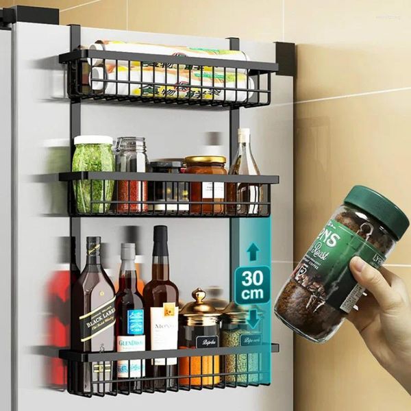 Organizador de accesorios multifuncional para almacenamiento de cocina, estantes laterales de adsorción magnética para refrigerador, estante Simple de estilo japonés