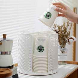 Porte-gobelet en plastique multifonctionnel, rangement de cuisine, pour magasin de thé au lait, peut faire pivoter les tasses à café, système d'eau jetable