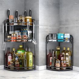 Storage de cuisine Multi-couche noire en acier inoxydable en acier inoxydable Trigonométrique Condiment Rack Mur suspendu espace d'épargne ménage