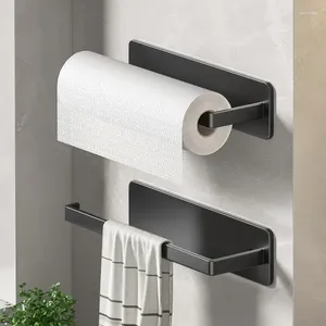 Almacenamiento de cocina múltiple dual dual 3m adhesivo adhesivo soporte de toallas estante de baño enrollable papel de plástico estante de varilla de toallita