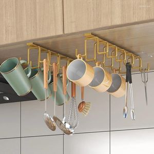 Keukenopslag Multifunctionele dubbele rij haakmokhouder Kast Diversen Koffiekoporganizer Hanger Rack Tool