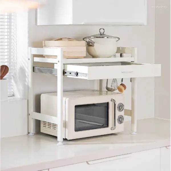 Rangement de cuisine vent nordique avec tiroir, support à micro-ondes, four à comptoir, friteuse à Air, système de cuiseur à riz