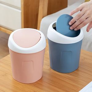 Keuken Opslag Organisatie 1pc Mini Prullenbak Deksel Tiny Desktop Kan Aanrecht Vuilnisbakken Voor Bureau Afvalmand (Roze Blauw)