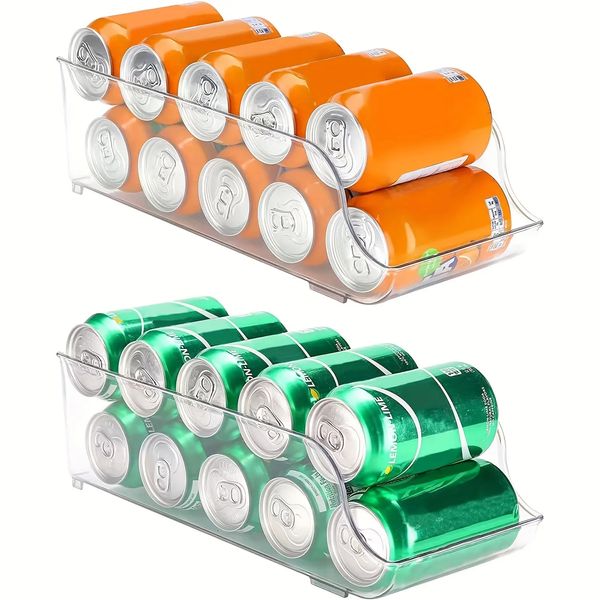 Organisation de stockage de cuisine 1pc réfrigérateur organisateur bacs distributeur de canettes de soda porte-boissons en plastique transparent accessoires de garde-manger en conserve 231216