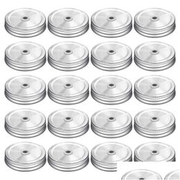 Keukenopslagorganisatie 20 stuks Metalen Regar Mond Mason Jar Deksels Met St-gat Compatibel Sier 2,7 Inch Drop Delivery Home Garde Dhkoq