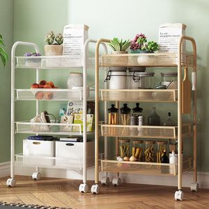 Keukenopslagorganisatie 3/4/5 Tier Organizer Rack Beweegbare badkamer plank metalen rollende trolley kar mand standaard wielen besparen spatekit