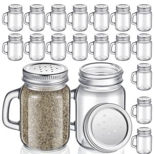 Organización de almacenamiento de cocina 4OZ Salero y pimentero de vidrio Clear Mason Jar Mini para mesa con manijas de tapa de metal 230915