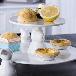 Keuken opslagorganisatie 8/10 / 12 inch keramiek trays Cartoon Ronde Cupcake Dessert Display Bakplaten Bruiloft Desk-deco
