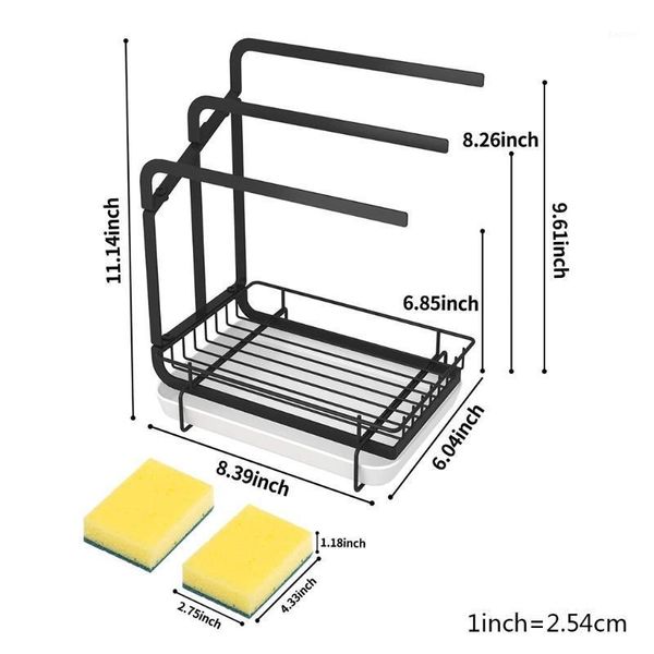 Organisation de rangement de cuisine 94 pièces, porte-éponge, organisateur de comptoir d'évier, support pour brosse, porte-savon, torchon avec bac à eau amovible