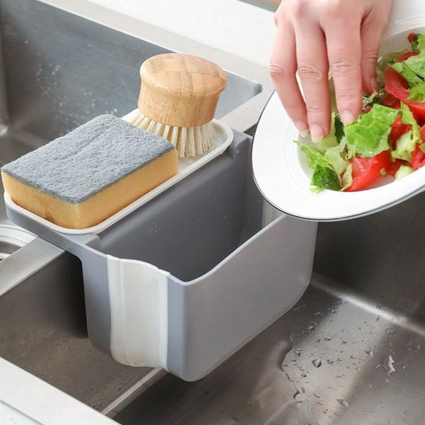 Organisation de stockage de cuisine panier de vidange poubelle qui fuit évier côté ordures humides support éponge outil de filtre pliable