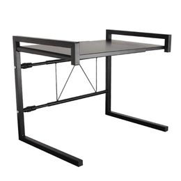 Keuken Opslagorganisatie Uitbreidbaar Magnetron Rack Zwart Carbon Steel Organizer Plank Lengte Verstelbaar