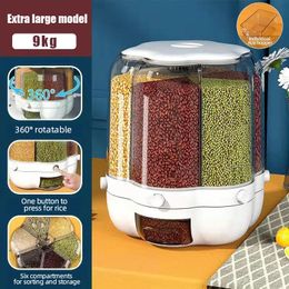 Organización de almacenamiento de cocina Contenedor de alimentos para el hogar Barriles de arroz giratorios Dispensador de cereales sellado Tanque Caja de granos 231218
