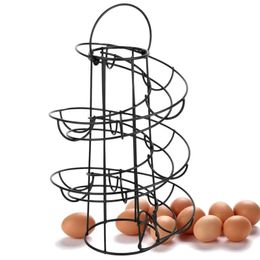 Organisation de stockage de cuisine Support d'abri à œufs en métal moderne 24 œufs Organisateur de comptoir Étagère Fournitures pour la maison Rouleau en spirale 231023