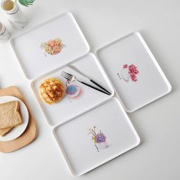 Organisation de stockage de cuisine Style nordique plateau de service Dessert thé petit déjeuner pain Snack assiette porte-aliments assiettes carrées accessoires