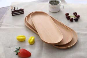 Organización de almacenamiento de cocina, bandeja ovalada de madera Natural para servir, platos de frutas para pasteles de café, plato de queso para aperitivos de madera decorativo