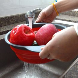 Keuken Opslag Organisatie Kunststof Opvouwbare Ronde Afvoermand Opvouwbare Waszeef Manden Afvoer Waterbak Fruit Groente Rijst Reiniging ZL0273