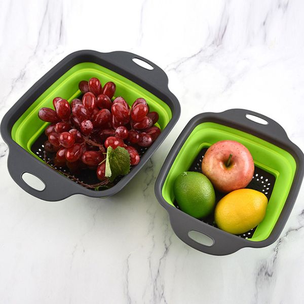 Organisation de stockage de cuisine Panier de vidange pliable en plastique Paniers de crépine de lavage pliables Bol d'eau de vidange Fruits Légumes Riz Outil de passoire de nettoyage ZL0271