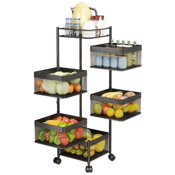 Support d'organisation de stockage de cuisine pour marchandises métal de luxe 3/4/5 couche mobile avec roues organisateur de salle de bain étagère support d'écart