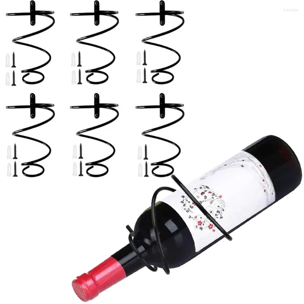 Paquete de almacenamiento de cocina de 6 bastidores de vino montados en la pared - Soporte de pantalla de botella roja con tornillos Organizador de estantería colgante de metal