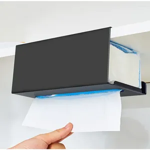 Keuken opslag papieren handdoekrek onder kast punch-vrije wand houder houder dispenser box hanging roll