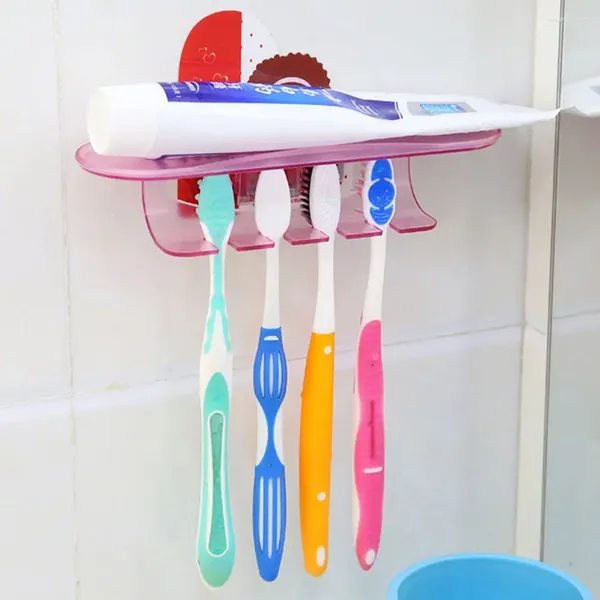 Estante autoadhesivo de plástico para almacenamiento de cocina, cepillo de dientes, afeitadora de pasta de dientes, accesorios de baño, soporte para cepillo de dientes