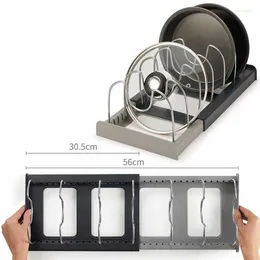 Organizador de estante para ollas de almacenamiento de cocina para gabinete, soporte extensible, accesorios para tapa de sartén